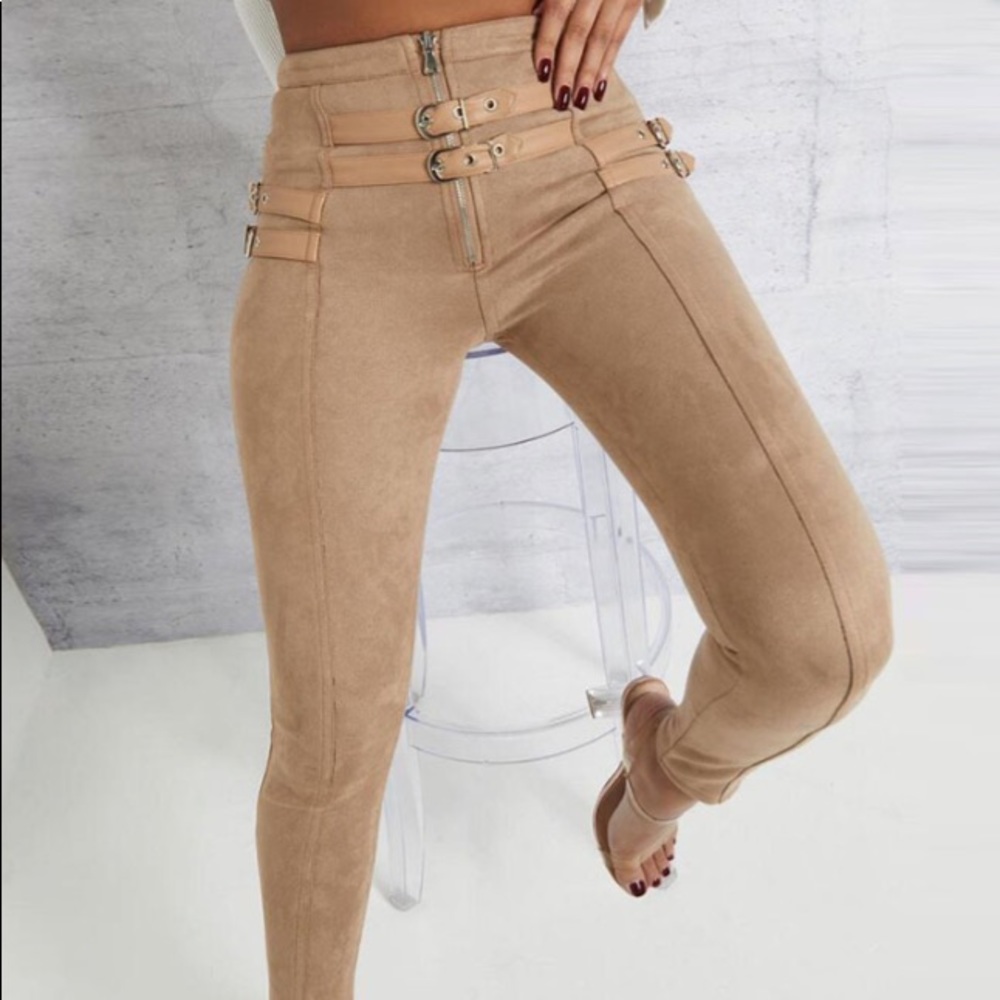6IXELEVEN Apricot Suede Pants